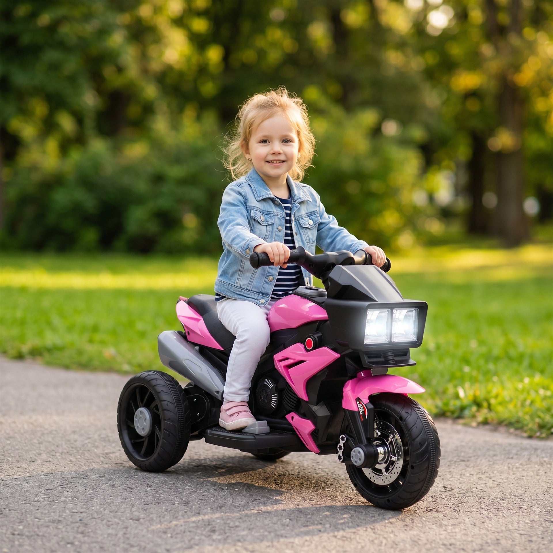 Aosom 6V Kids Motorcycle, Battery-Operated Mini Electric Motorbike with Forward/Reverse Switch, Horn, Pink