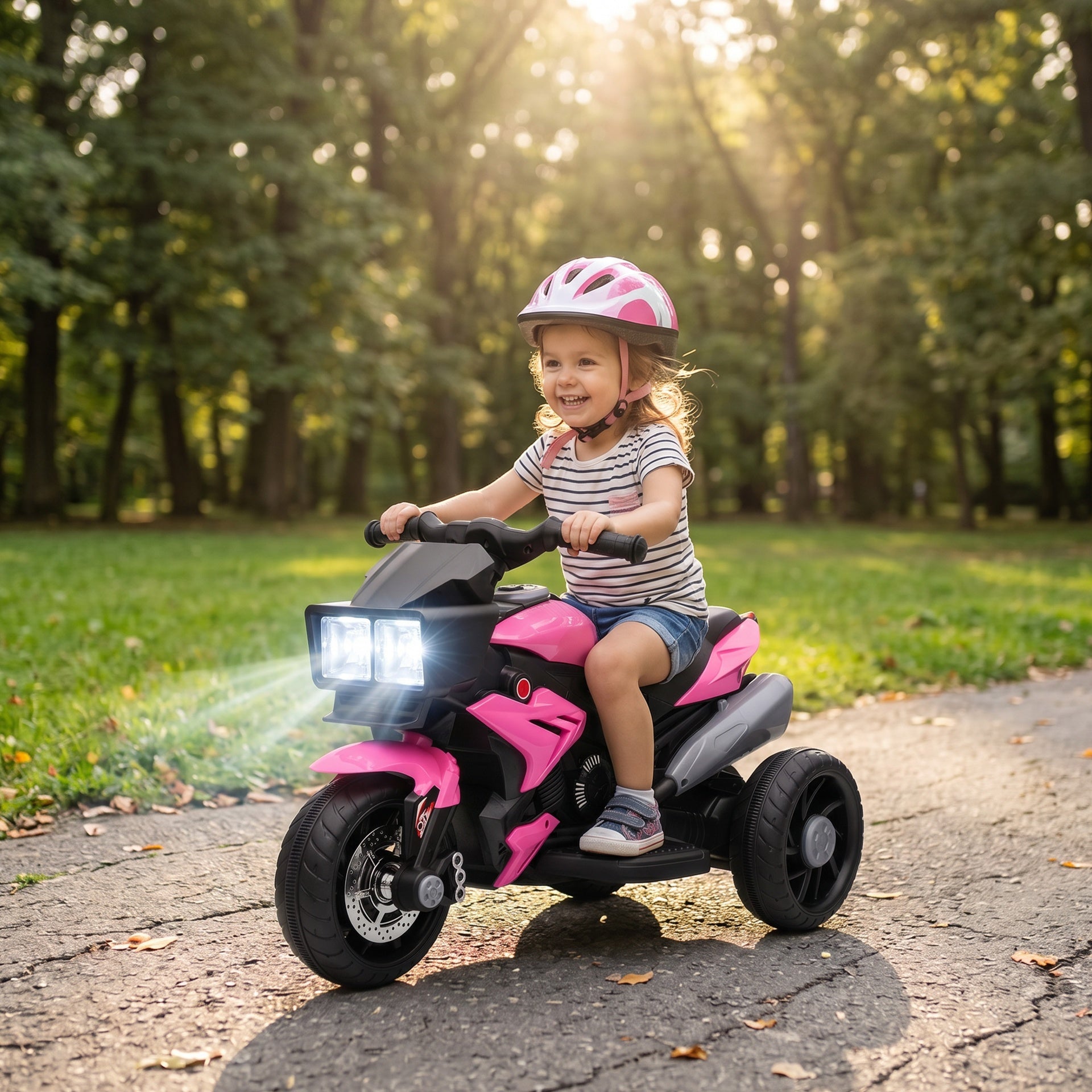 Aosom 6V Kids Motorcycle, Battery-Operated Mini Electric Motorbike with Forward/Reverse Switch, Horn, Pink