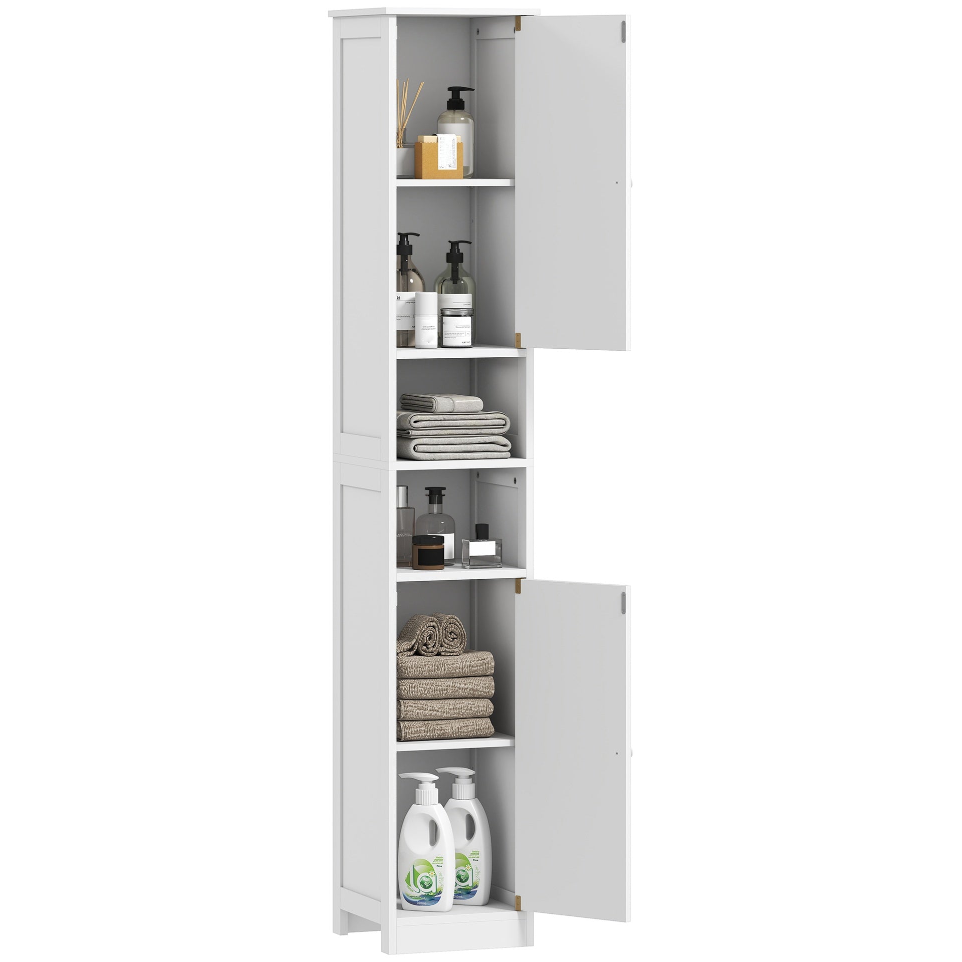HOMCOM Narrow Tall Bathroom Storage Cabinet, 70" Slim Freestanding Bathroom Cabinet with Adjustable Shelves, Open Shelves