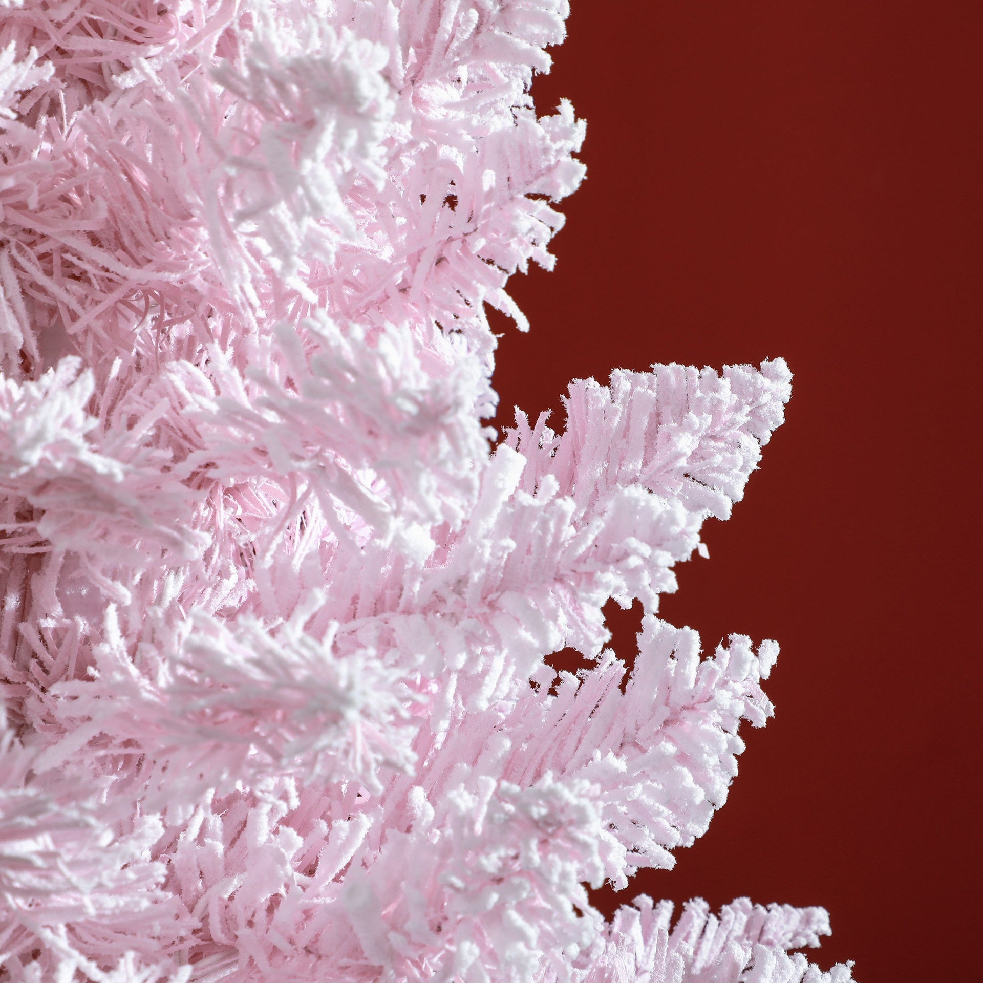 HOMCOM 6ft Pencil Christmas Tree, Slim Artificial Christmas Tree with Realistic Branches and Warm White LED Lights, Pink