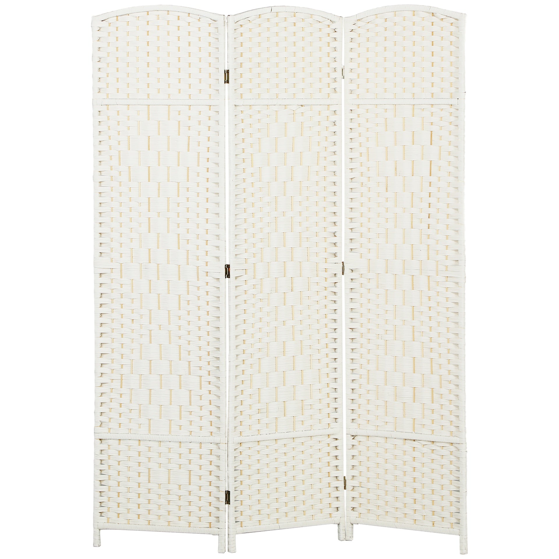 HOMCOM Folding Room Divider Screen 3 Panel 6' Tall Privacy Screen Freestanding Wood Partition for Home Office, White