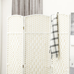 HOMCOM Folding Room Divider Screen 3 Panel 6' Tall Privacy Screen Freestanding Wood Partition for Home Office, White