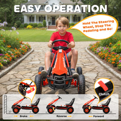 Qaba Kids Go Kart, Pedal Car with Adjustable Seat, EVA Wheels, Brake, for Boys & Girls Aged 3-8 Years Old, Red