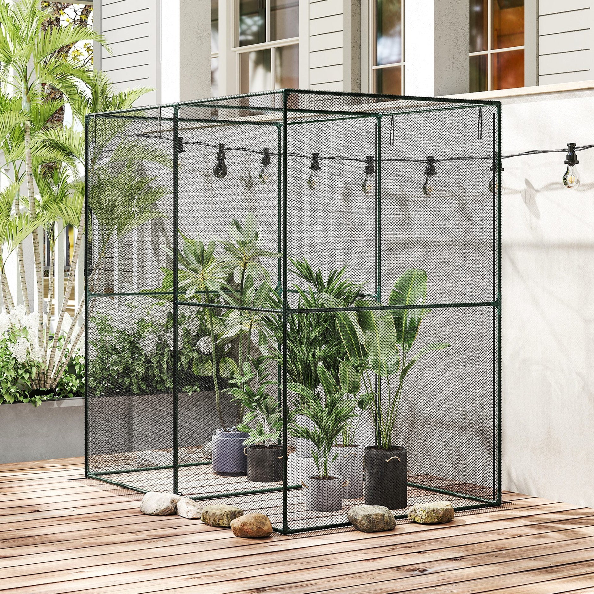 Outsunny 6' x 4' x 6' Crop Cage, Plant Protection Tent with Zippered Doors for Vegetable Garden, Backyard, Black