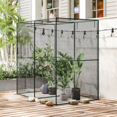 Outsunny 6' x 4' x 6' Crop Cage, Plant Protection Tent with Zippered Doors for Vegetable Garden, Backyard, Black