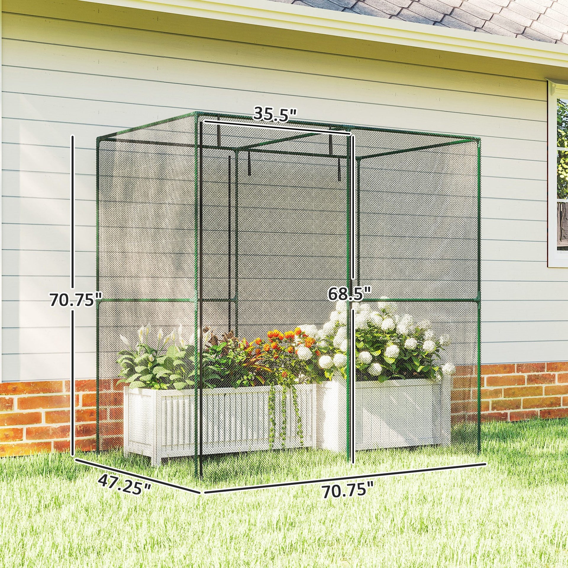 Outsunny 6' x 4' x 6' Crop Cage, Plant Protection Tent with Zippered Doors for Vegetable Garden, Backyard, Black