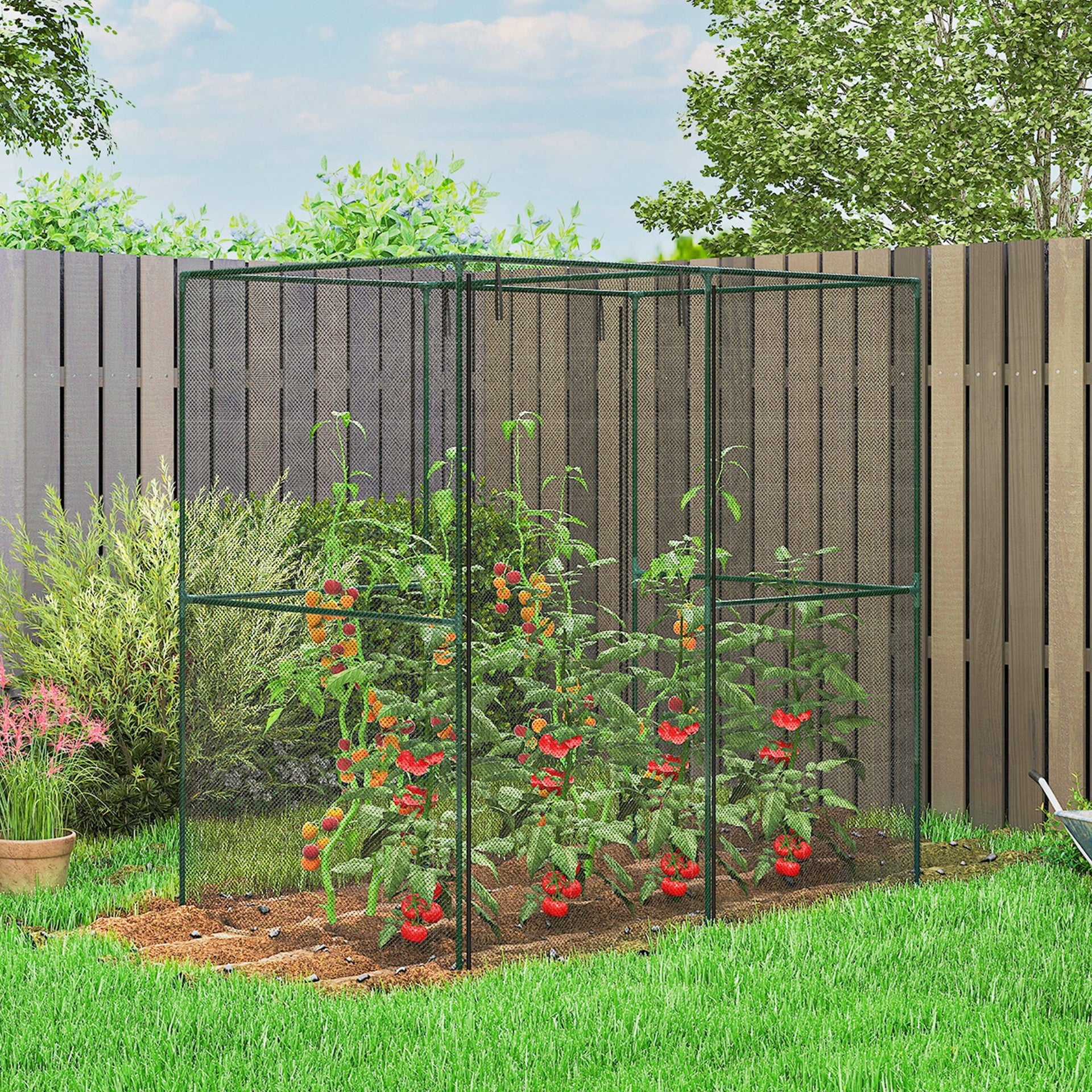 Outsunny 6' x 4' x 6' Crop Cage, Plant Protection Tent with Zippered Doors for Vegetable Garden, Backyard, Black