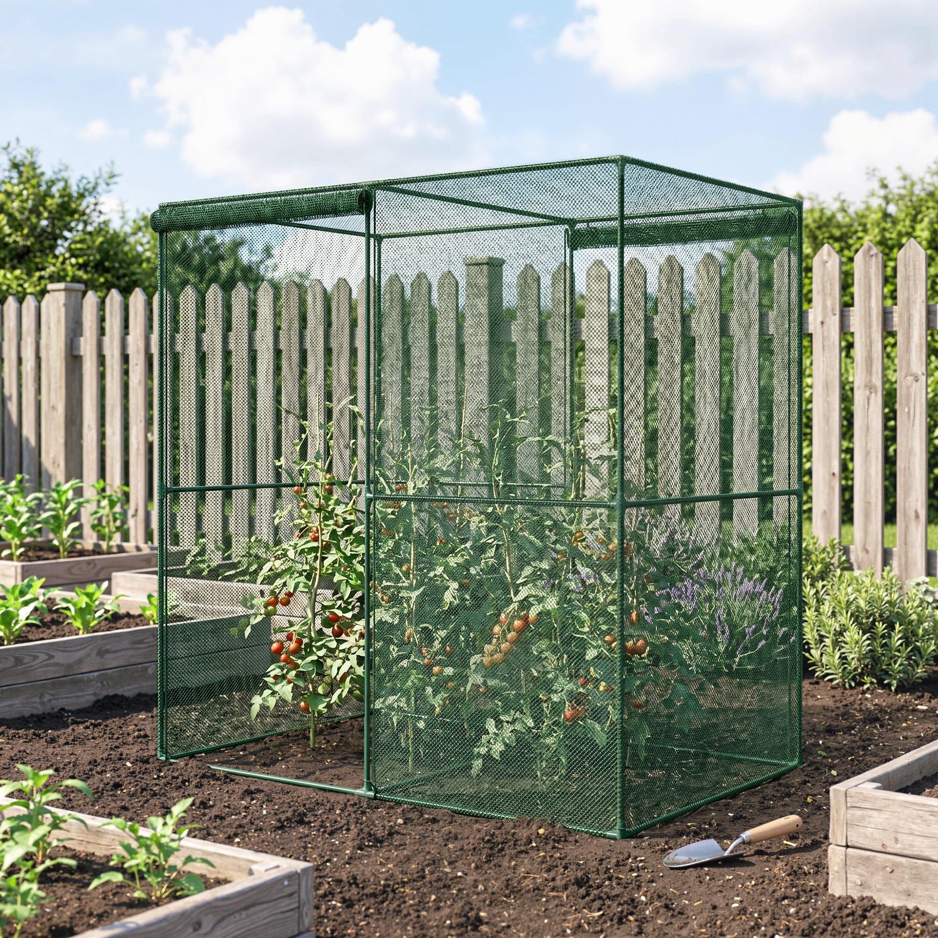 Outsunny 6' x 4' x 6' Crop Cage, Plant Protection Tent with Zippered Doors for Vegetable Garden, Backyard, Green