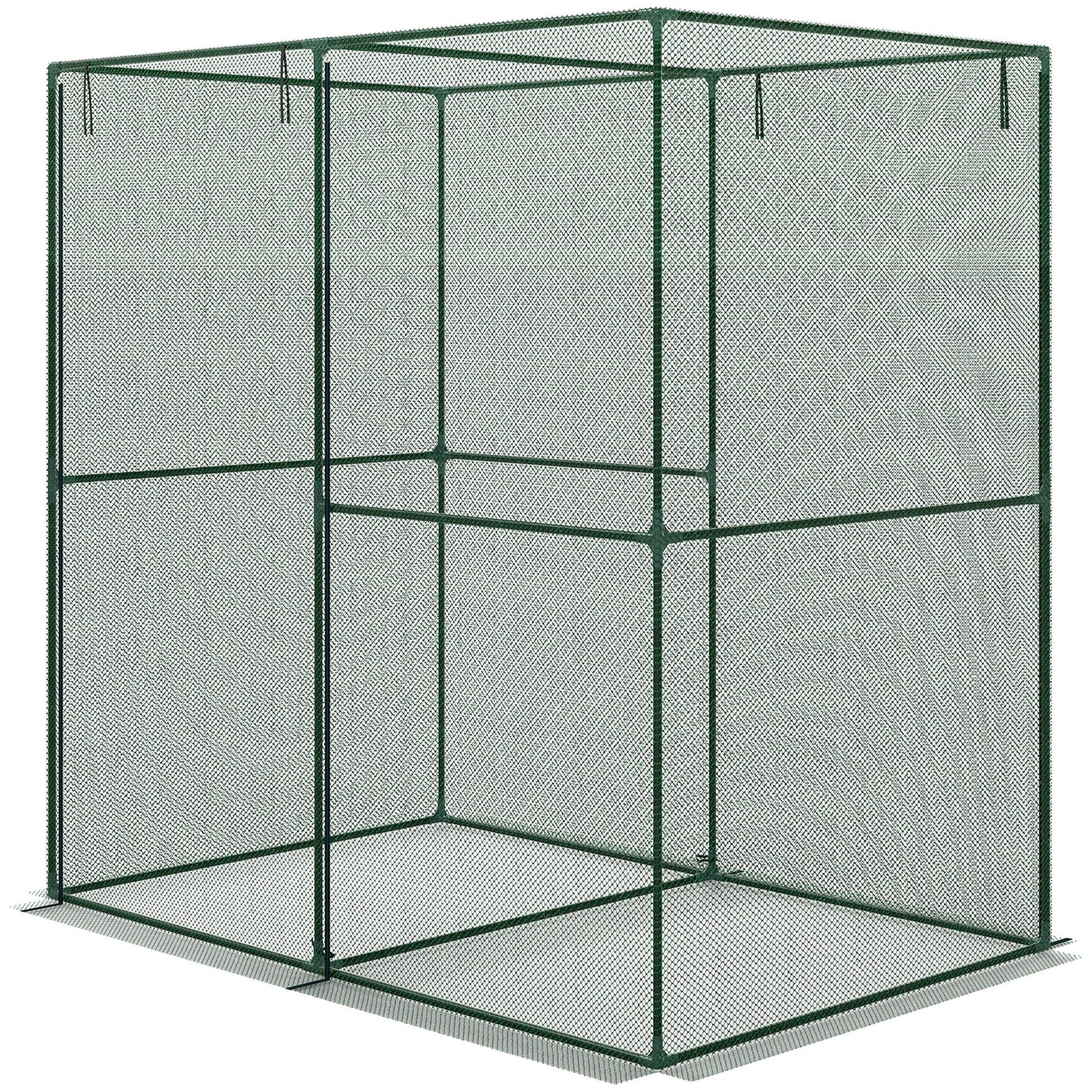 Outsunny 6' x 4' x 6' Crop Cage, Plant Protection Tent with Zippered Doors for Vegetable Garden, Backyard, Green