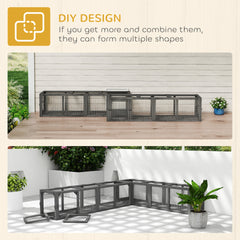 PawHut Outdoor Cat Tunnel, 59" Wooden Play Cat Enclosure, Extendable Pet Run with 3 Doors for Kitty, Puppy, Gray