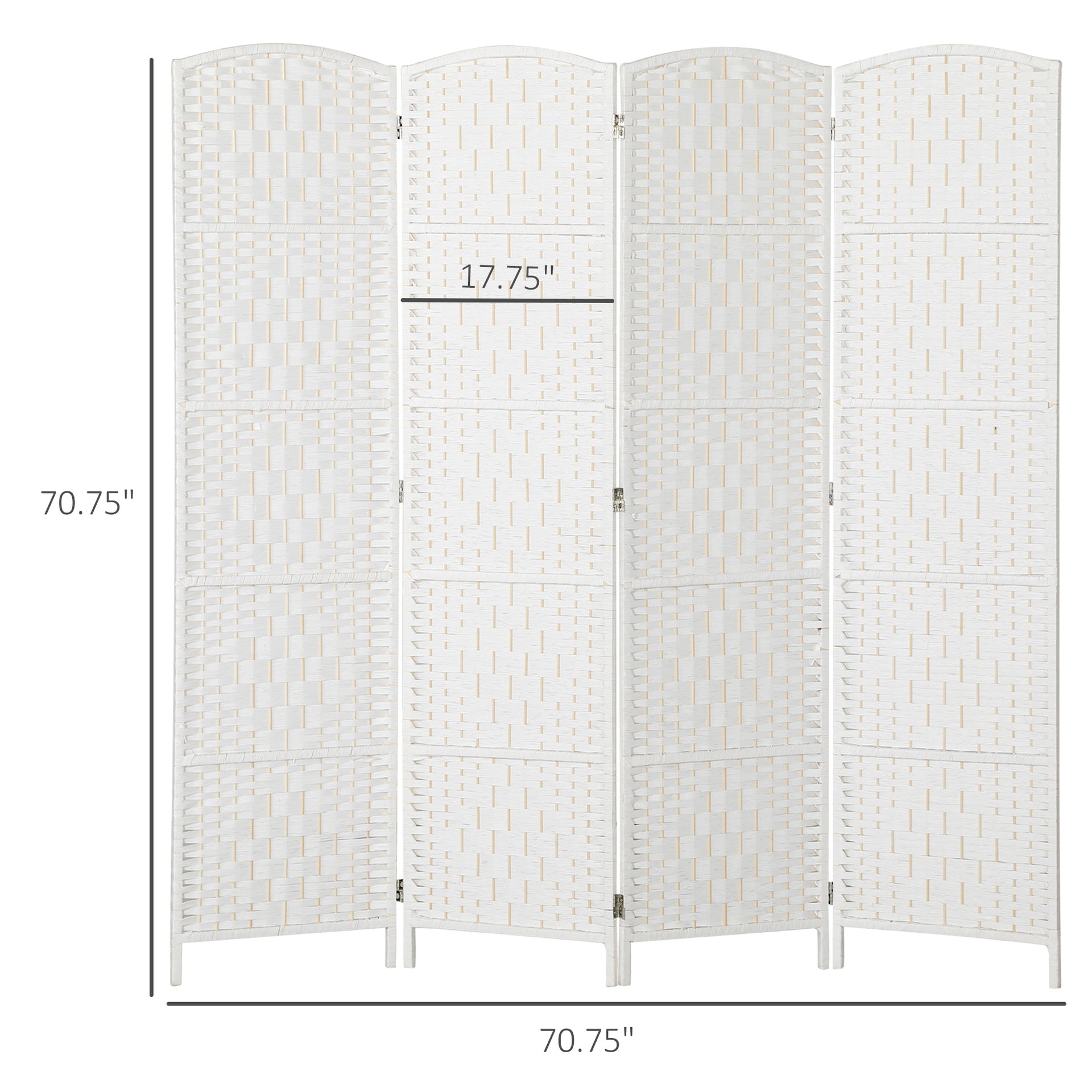 HOMCOM Room Divider, 4 Panel Folding Privacy Screen, 6FT Tall Portable Weave Partition Wall Divider for Bedroom, White