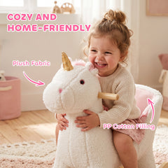 Qaba Unicorn Baby Rocking Horse, Kids Ride on Toy with Realistic Sound, Seat Belt for Toddlers 12-36 Months, White