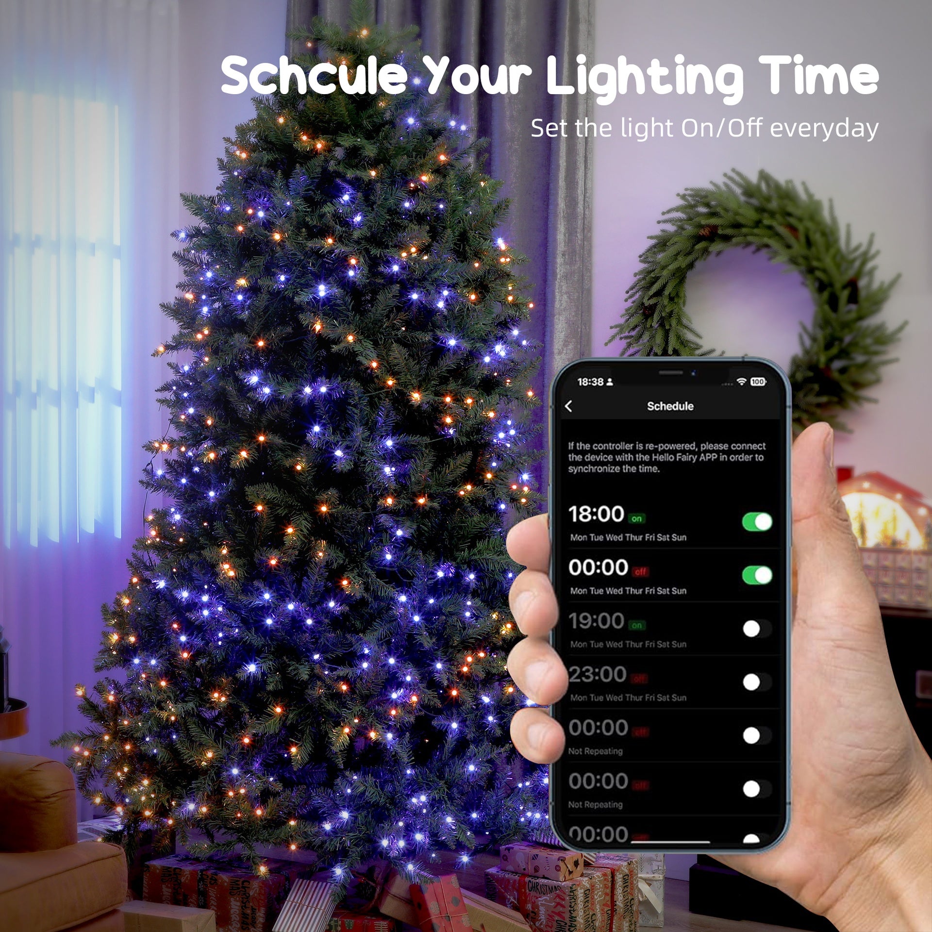 HOMCOM 7.5ft Prelit Christmas Tree with Full-Spectrum LEDs, Smart App Control, Wide Full Hinged Xmas Tree, Easy Assembly