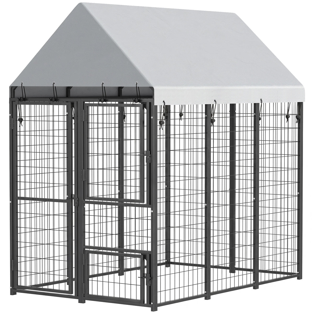 PawHut Large Dog Kennel Outdoor with Roof, 3 Doors, Expandable Heavy Duty Dog Kennel Dog Run for All Breed Sizes, 6' x 4' x 6'