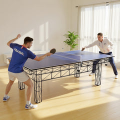 Soozier 9 ft Folding Ping Pong Table Top for Billiard Tables, Table Tennis Conversion Top with Net, Foam Padding, Blue