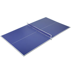 Soozier 9 ft Folding Ping Pong Table Top for Billiard Tables, Table Tennis Conversion Top with Net, Foam Padding, Blue