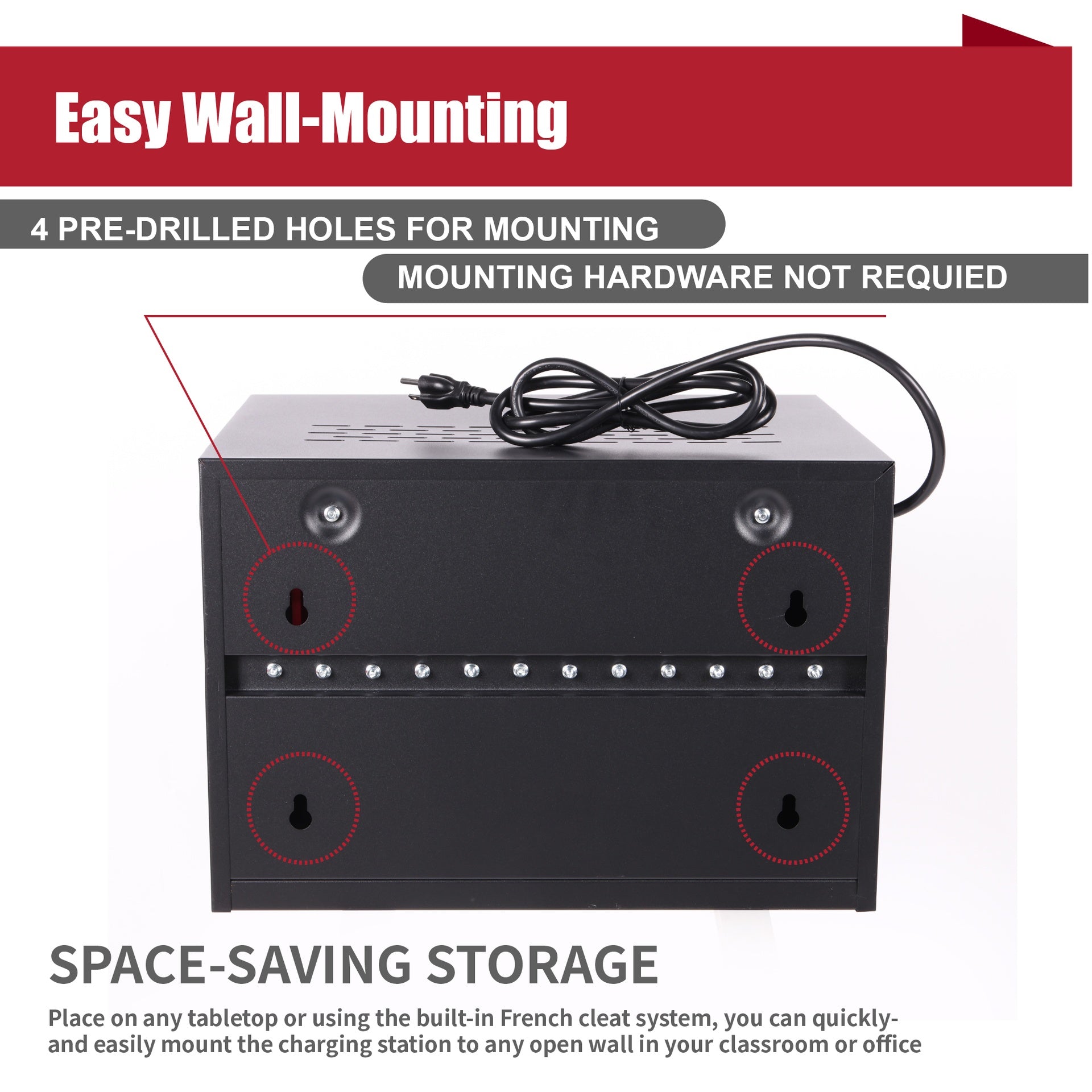 12 Bay Charging Cabinet for Laptop,Chromebook, Locking Charging Station-BLACK