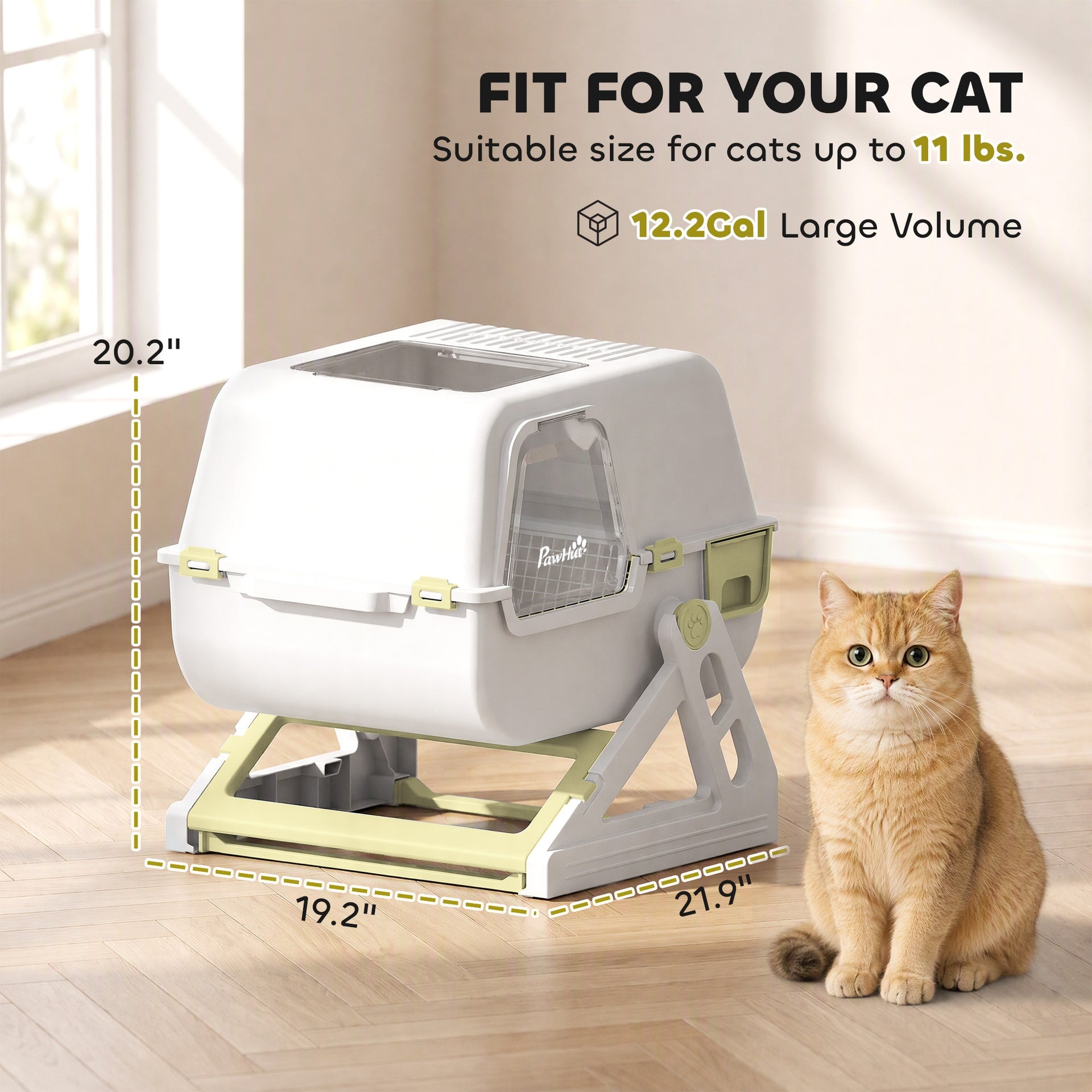 PawHut Cat Litter Box with Lid, Enclosed Cat Litter Box with Deodorization Bag & Drawer Pan, High Sides & Flip-to-Clean