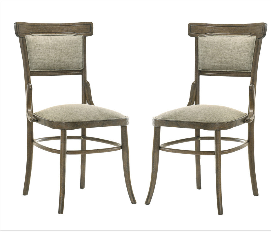 Billie Set of 2 Vintage Walnut 19"W Contemporary Fabric Dining Chair with Cushion