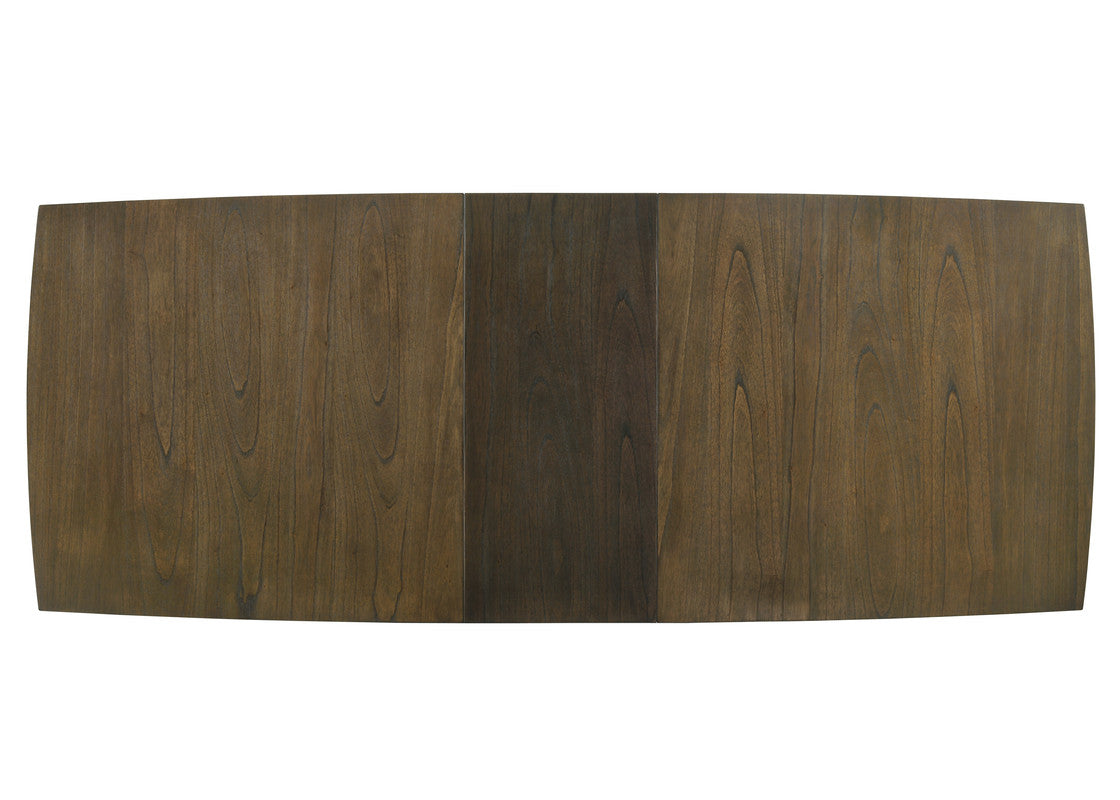 Billie 88" Vintage Walnut 9 Piece Dining Table with Extension Leaf and Off White Fabric Dining Chairs