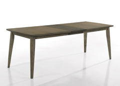 Bistro 88" Vintage Walnut 9 Piece Dining Table with Extension Leaf and Off White Fabric Dining Chairs