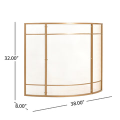 Regina 1-Panel Curve Iron Fireplace Screen 38" x 32", Golden Finish