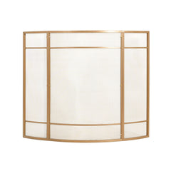 Regina 1-Panel Curve Iron Fireplace Screen 38" x 32", Golden Finish