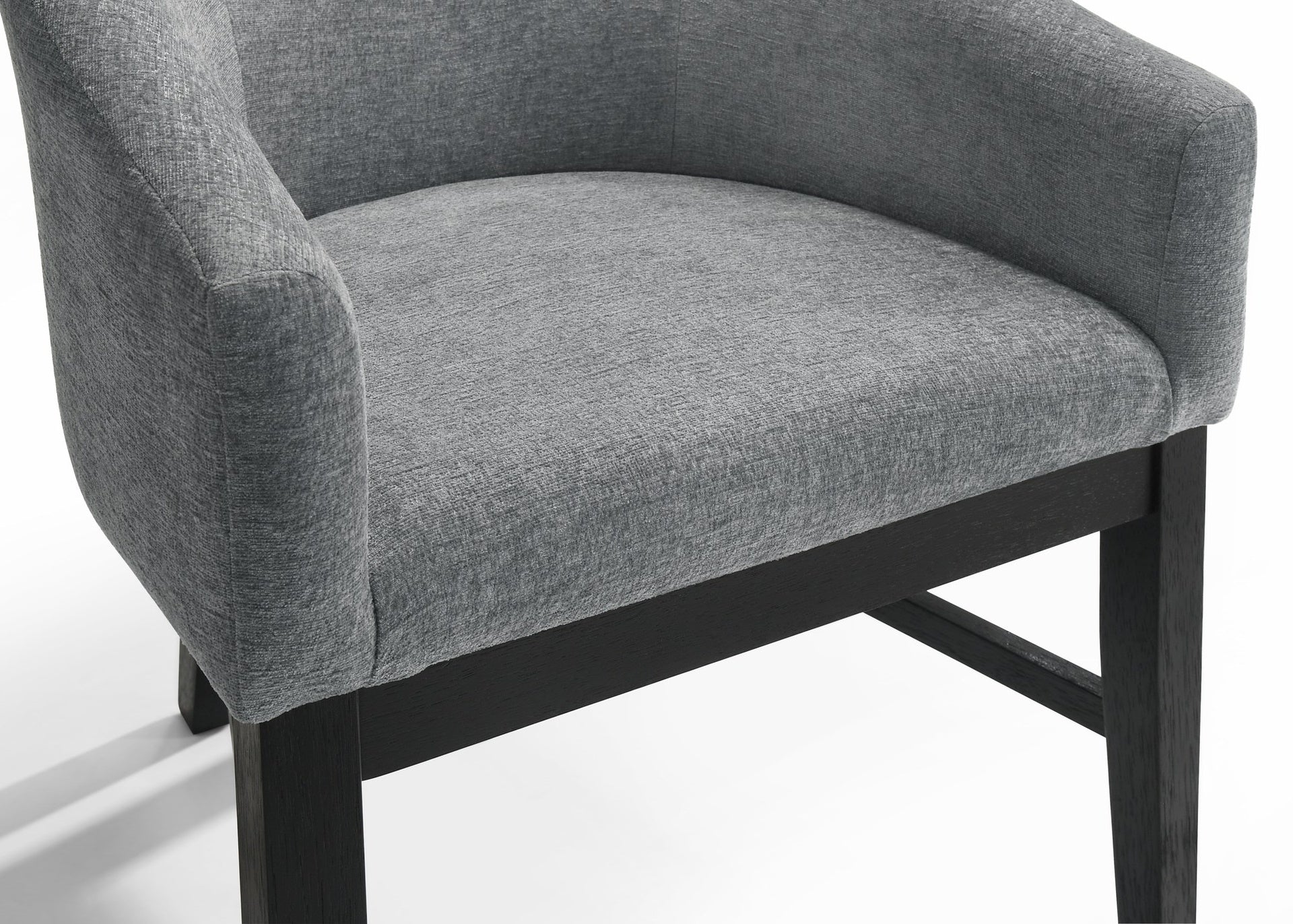 Haven Set of 2 Gray Fabric Barrel Dining Chair with Black Finish Legs