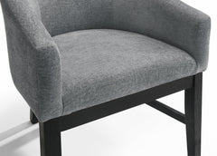 Haven Set of 2 Gray Fabric Barrel Dining Chair with Black Finish Legs