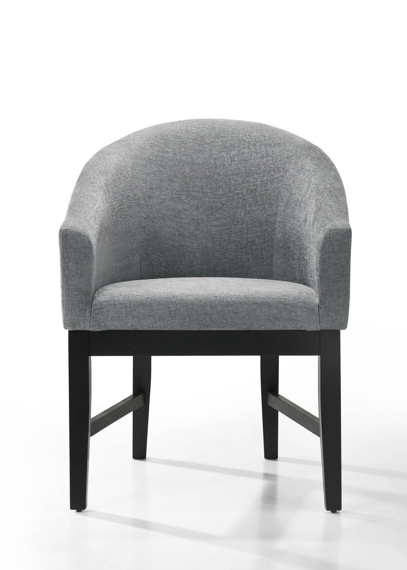 Haven Set of 2 Gray Fabric Barrel Dining Chair with Black Finish Legs