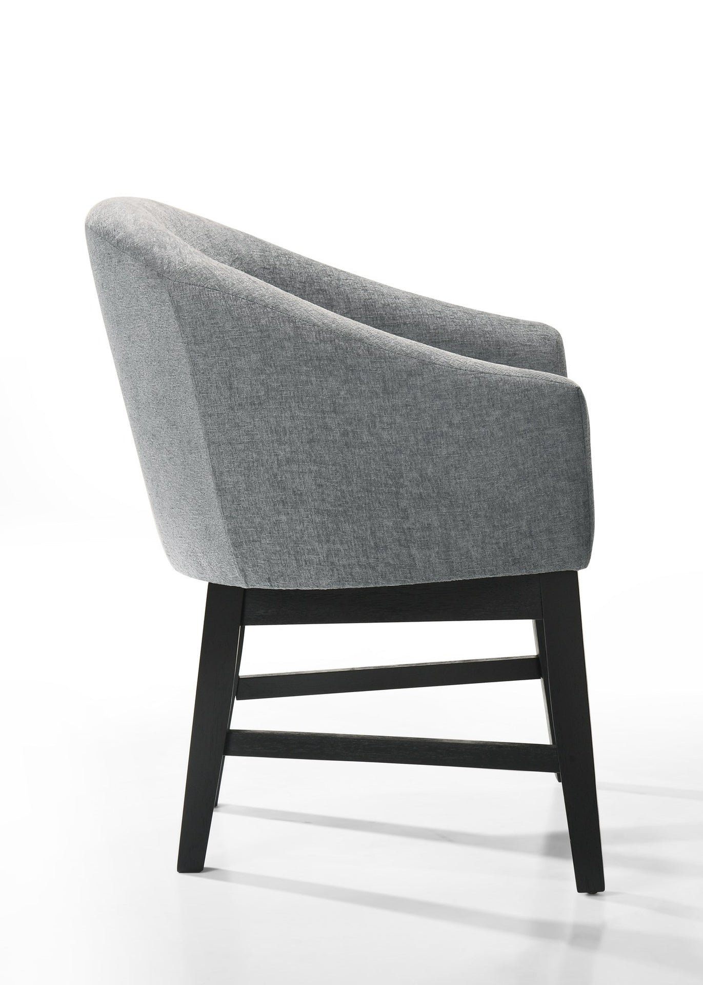 Haven Set of 2 Gray Fabric Barrel Dining Chair with Black Finish Legs