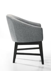 Haven Set of 2 Gray Fabric Barrel Dining Chair with Black Finish Legs
