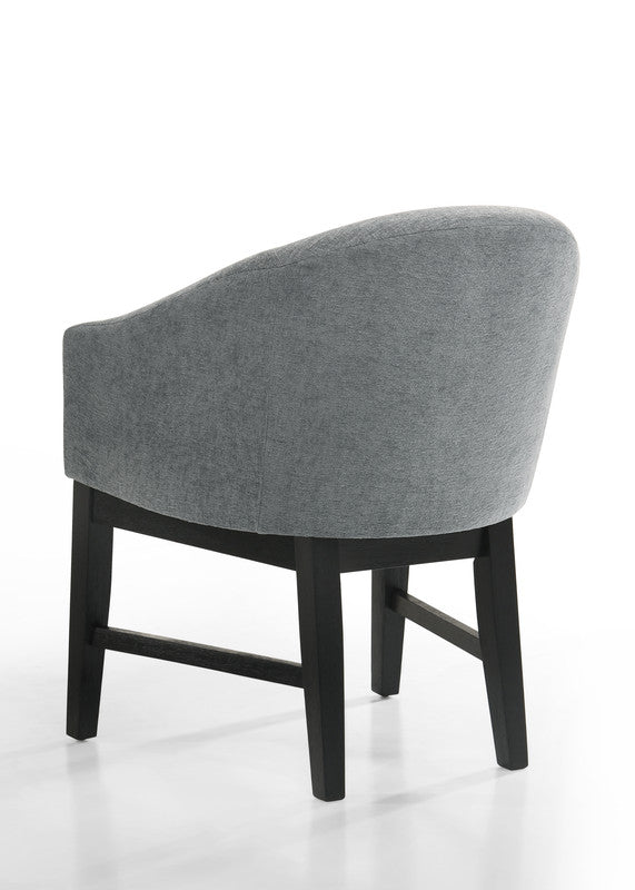Honorio Set of 2 Gray Fabric Barrel Dining Chair with Black Finish Legs