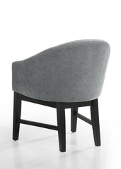 Honorio Set of 2 Gray Fabric Barrel Dining Chair with Black Finish Legs