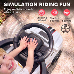 Qaba 3-in-1 Push Car for 1-3, Licensed FORD Shelby Sliding Walking Car with Parent Handle, Canopy, Guardrail, Storage, White