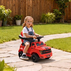 Qaba 3-in-1 Push Car for 1-3, Licensed FORD Shelby Sliding Walking Car with Parent Handle, Canopy, Guardrail, Storage, Red