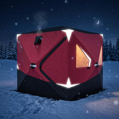 Outsunny Insulated Pop-Up Ice Fishing Tent, 3-4 Person Portable Hub Style Ice Fishing Shelter with Double Zipper Doors