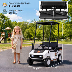 Qaba 24V Kids Golf Cart 2WD 2-Seater with Remote, Soft Start, Rear Suspension, Sunshade, Storage, Gift for 3-6 Years, White