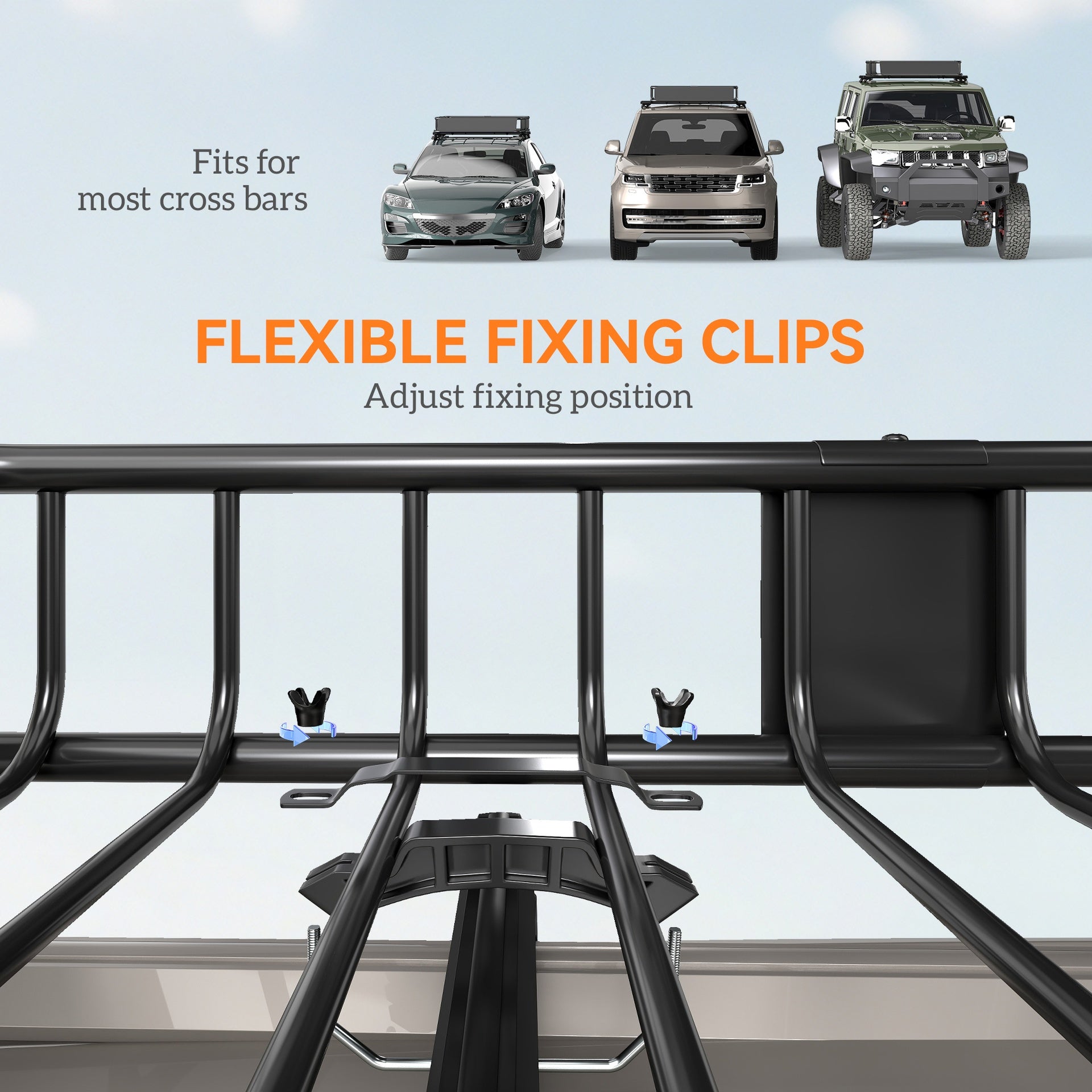 HOMCOM Car Roof Rack Basket, 63.8" x 39" x 6.3" Adjustable Cargo Basket for Cars, SUVs, Vans and RVs, 220 lbs Capacity, Black