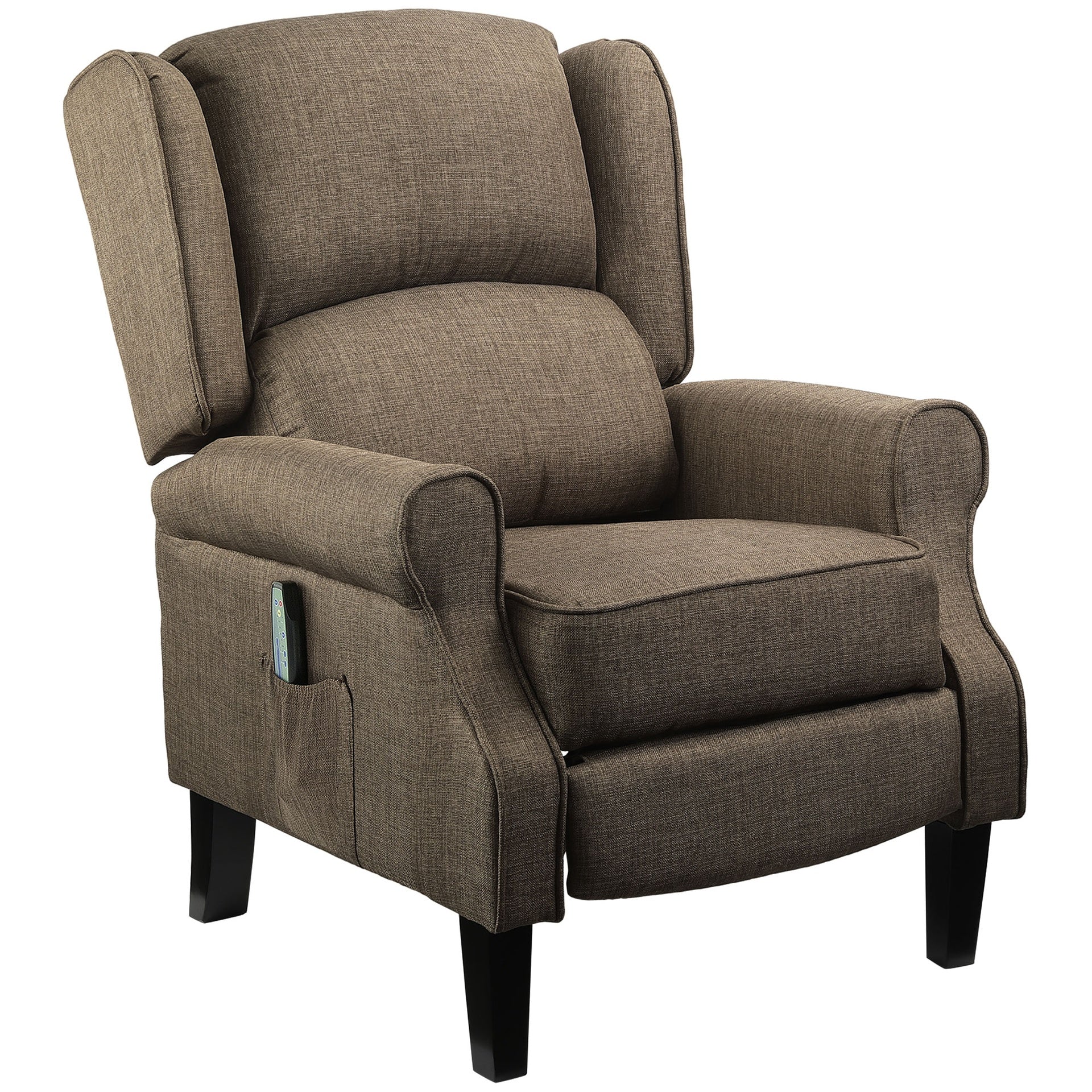 HOMCOM Vibration Massage Recliner Chair for Living Room with Heat, Wingback Single Sofa, Brown
