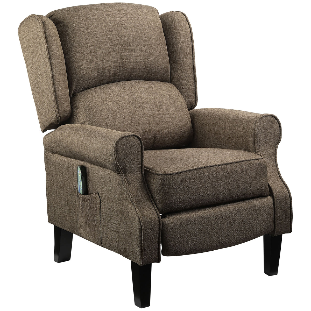 HOMCOM Vibration Massage Recliner Chair for Living Room with Heat, Wingback Single Sofa, Brown