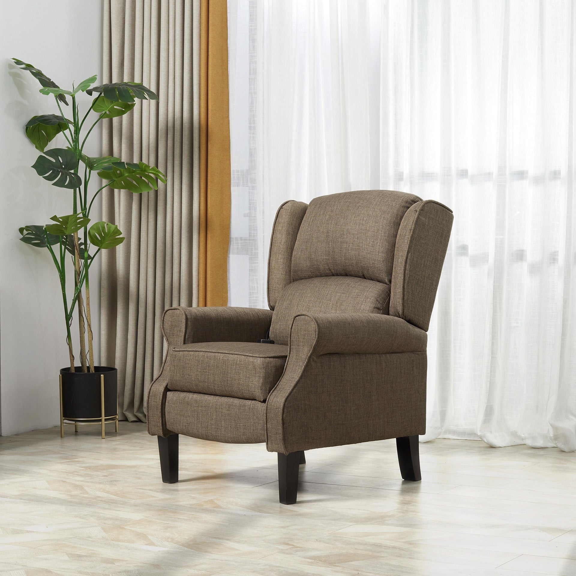 HOMCOM Vibration Massage Recliner Chair for Living Room with Heat, Wingback Single Sofa, Brown