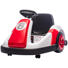 Qaba 6V Kids Bumper Car with Big Wheels, Electric Car for Kids with 360-Degree Spin, Slow Start, for 37-72 M, Red