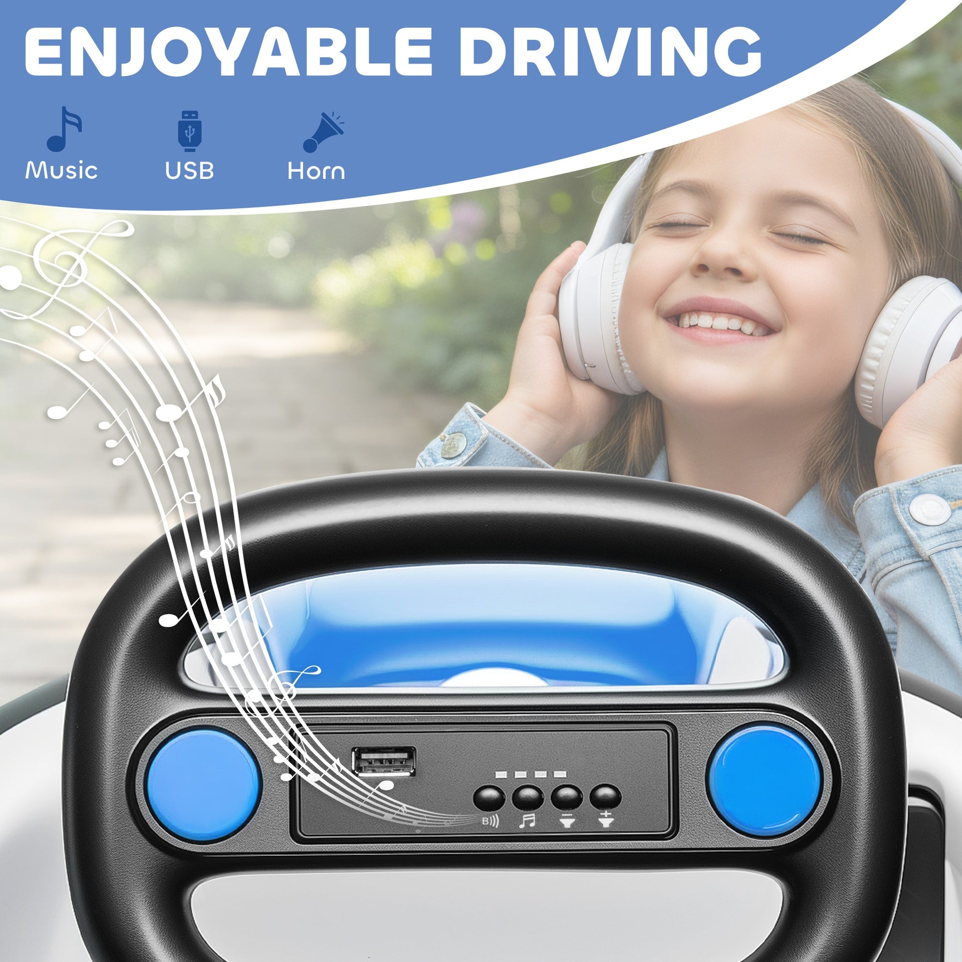 Qaba 6V Kids Bumper Car with Big Wheels, Electric Car for Kids with 360-Degree Spin, Slow Start, for 37-72 M, Blue