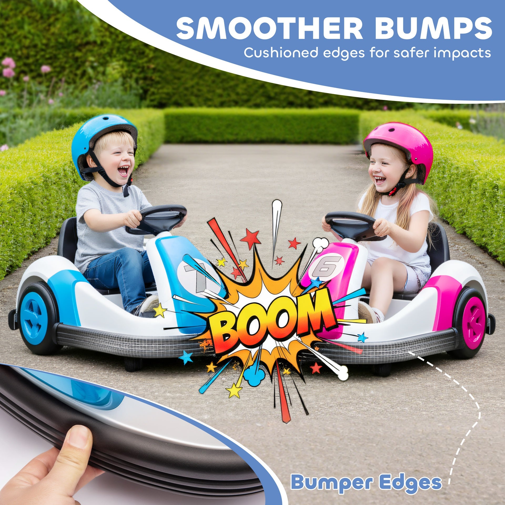Qaba 6V Kids Bumper Car with Big Wheels, Electric Car for Kids with 360-Degree Spin, Slow Start, for 37-72 M, Blue