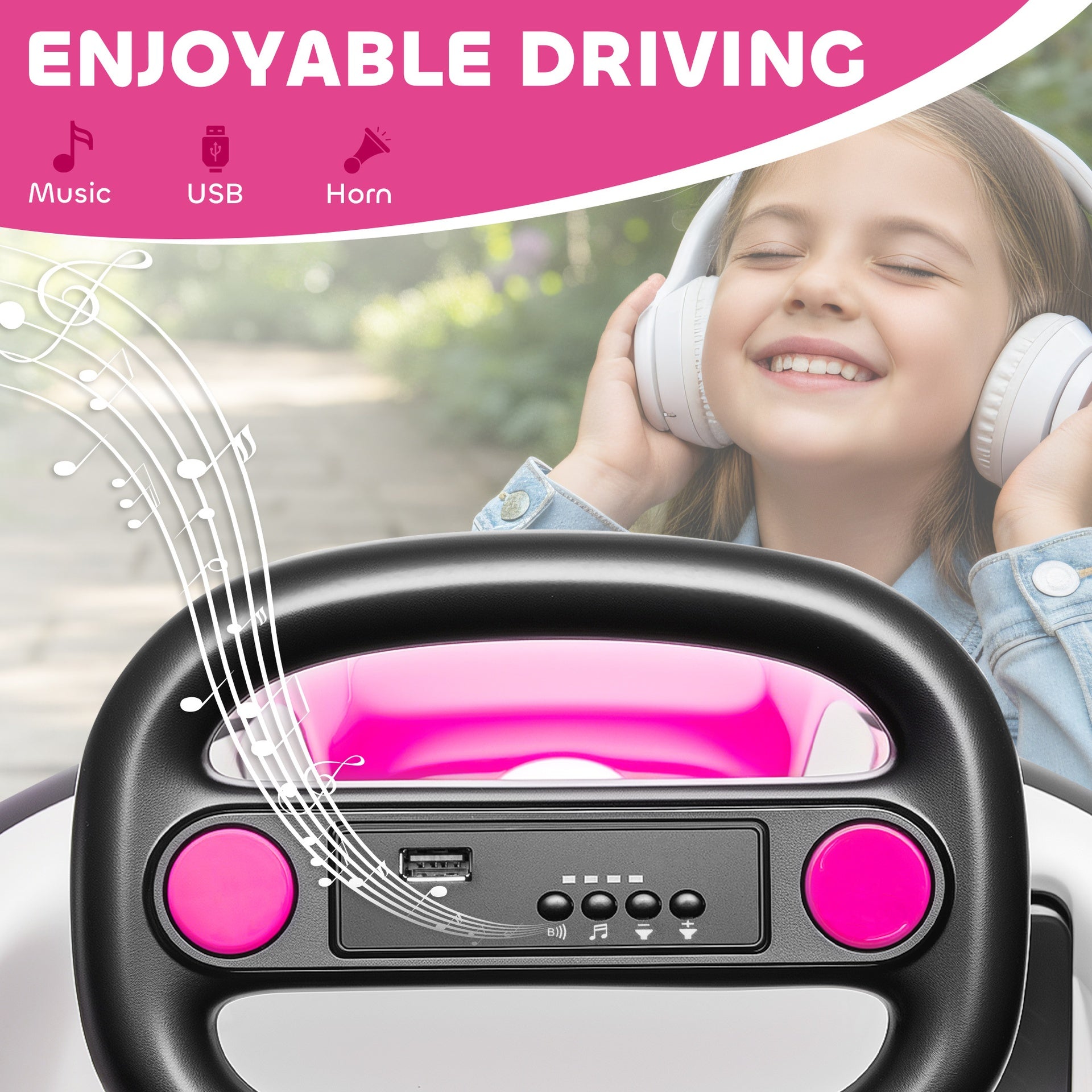 Qaba 6V Kids Bumper Car with Big Wheels, Electric Car for Kids with 360-Degree Spin, Slow Start, for 37-72 M, Pink
