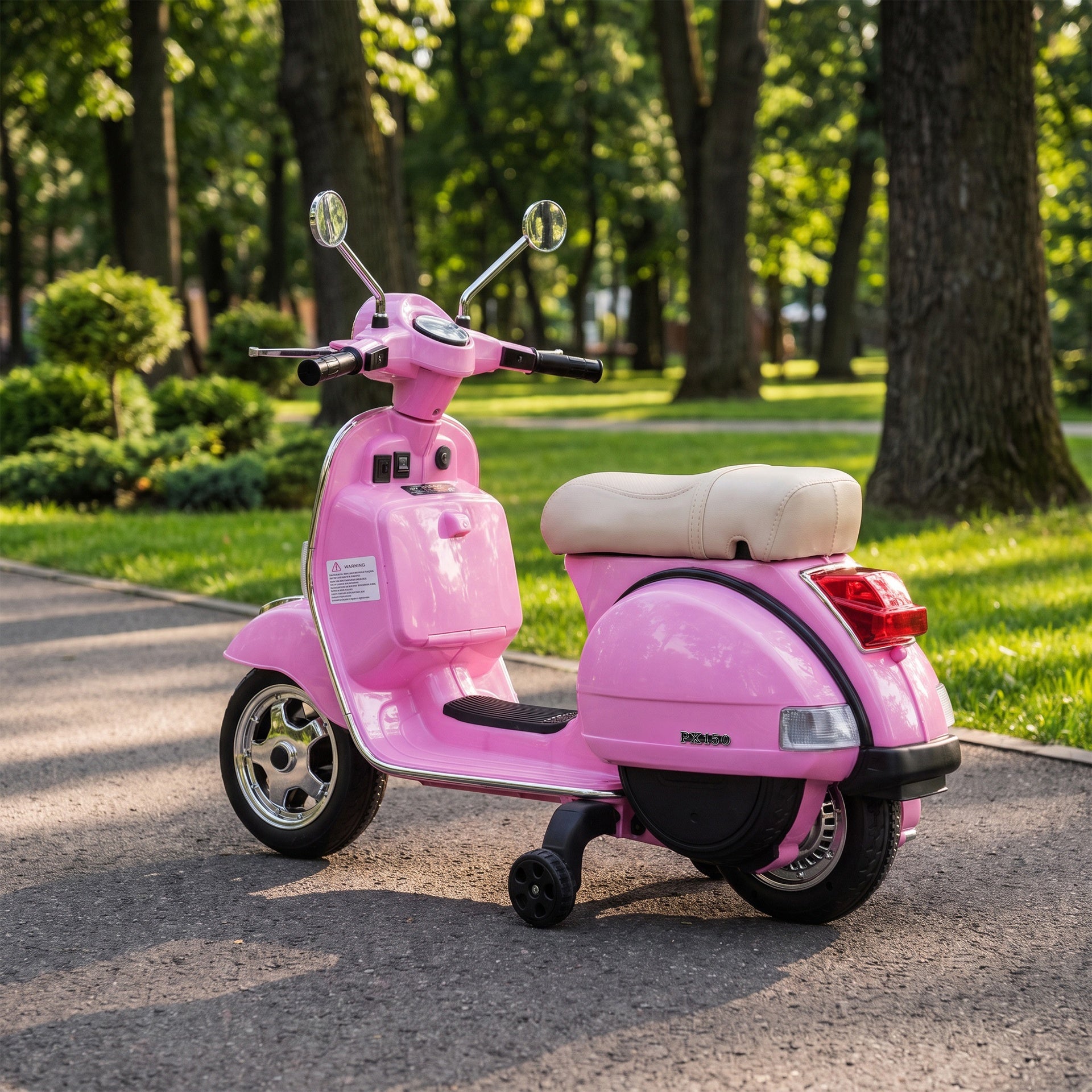 Qaba 12V Kid Motorcycle, Electric Motorbike with Training Wheels, Rear Suspension, Steering Limitation for 3-6 Years, Pink