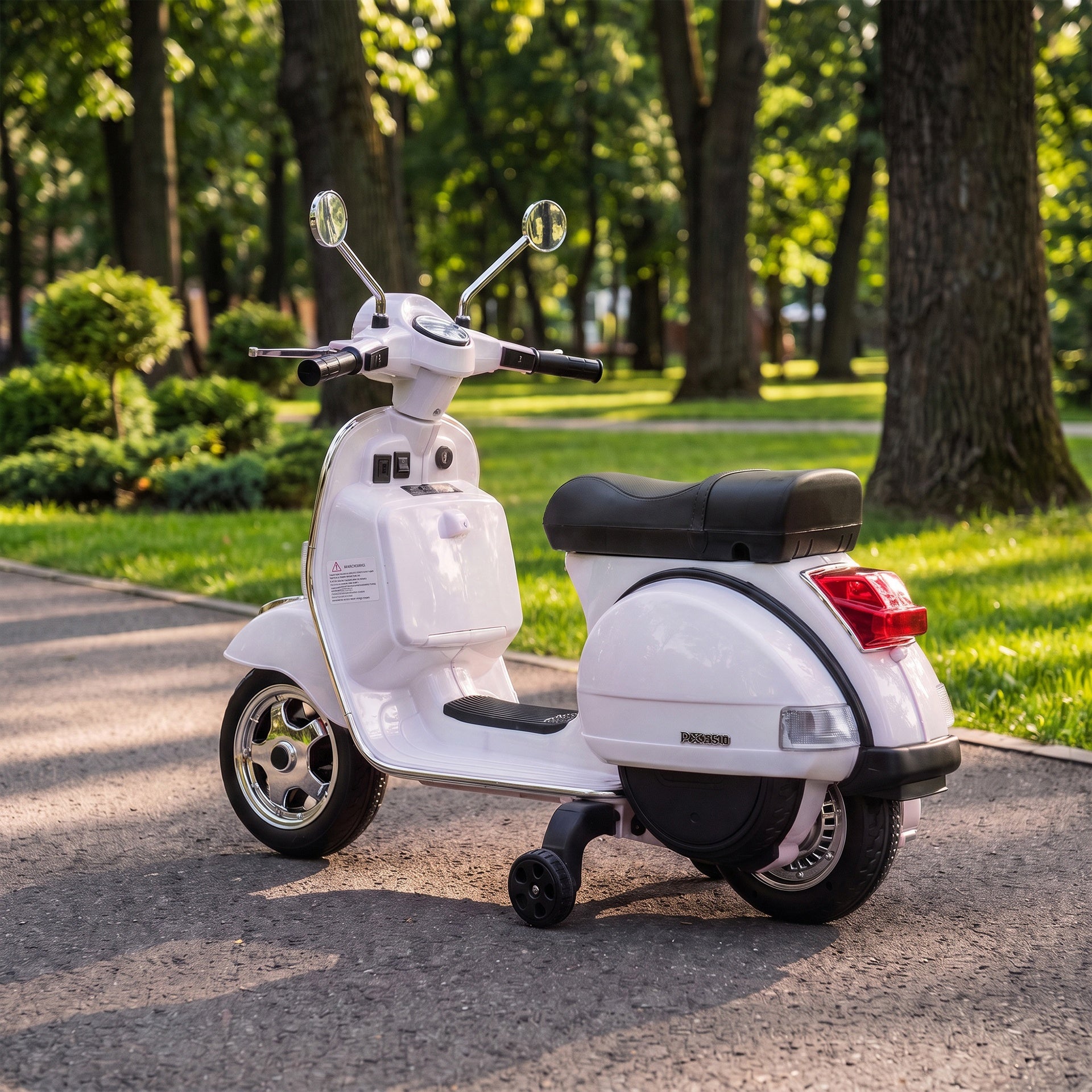 Qaba 12V Kid Motorcycle, Electric Motorbike with Training Wheels, Rear Suspension, Steering Limitation for 3-6 Years, White