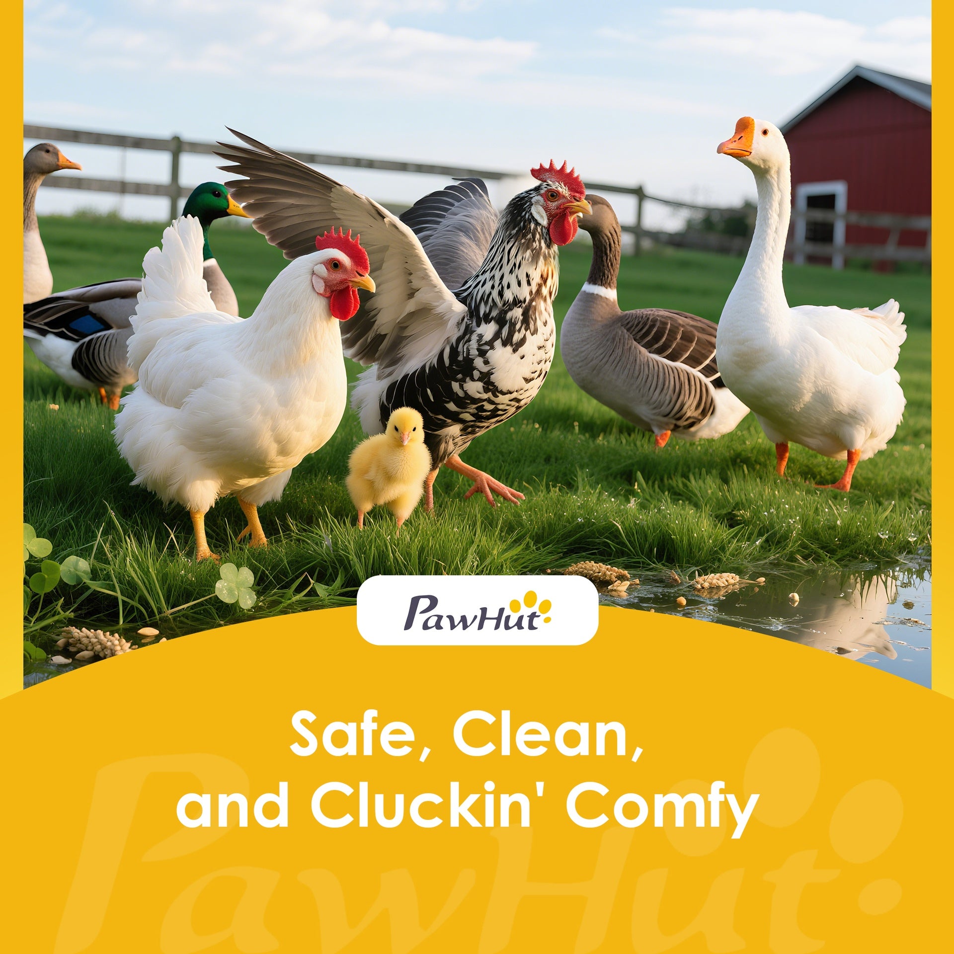 PawHut Floating Duck Coop, Wooden Duck House with Ramp and Waterproof Asphalt Roof, Small Animal House
