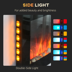 HOMCOM 36" 1450W Electric Wall-Mounted Fireplace with Flame Effect, 7 Color Background Light and Side Light, Black